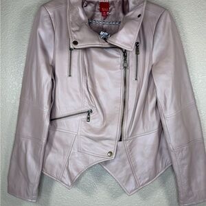 Tulle Blush Pink Leather Moto Jacket